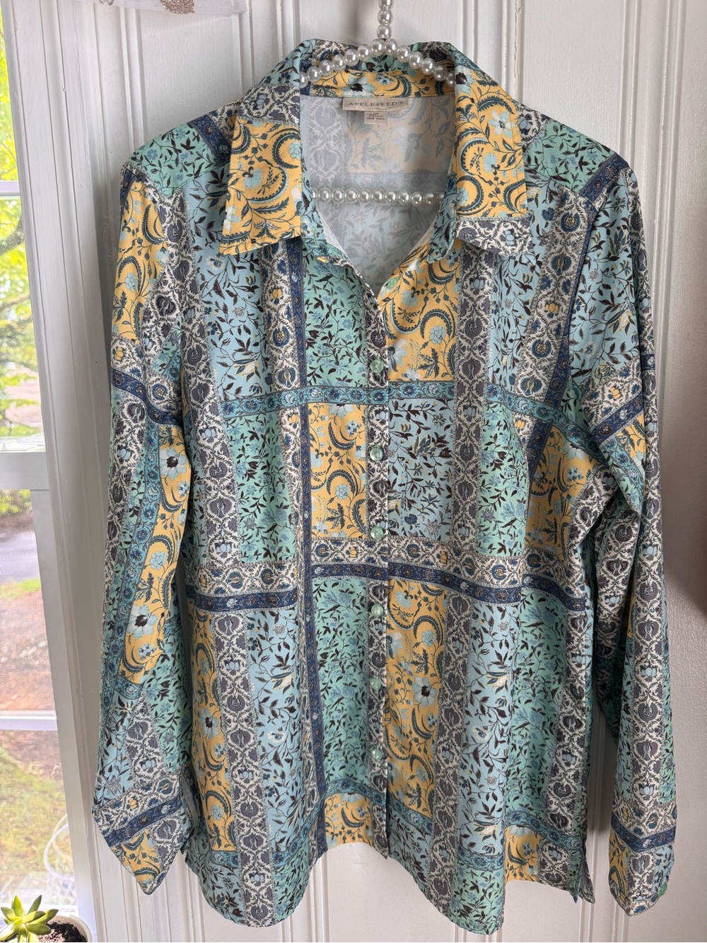 Appleseed's Yellow and Light Blue Floral Top
